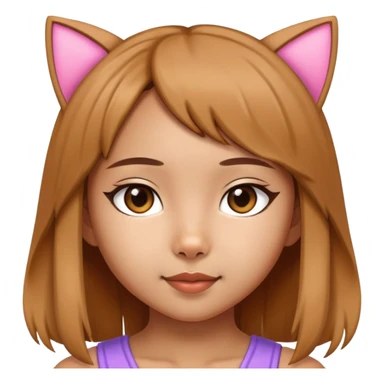 8 years old asian girl with a cat ears sticker