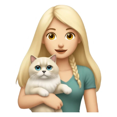 A blonde girl with a Himalayan cat in her arms ￼ sticker