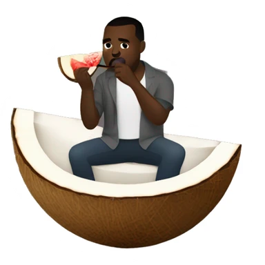 kanye west drinking from a coconut shell with a straw and a little umbrella sticker