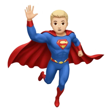 flying superhero in a blue suit with a developing cape sticker