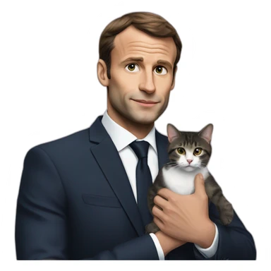 macron hold a cat sticker