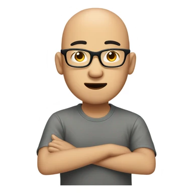  a 35-year old, male, bald Asian man, wearing glasses, inquisitive, goofy, scratching the back of his head in confusion,  sticker