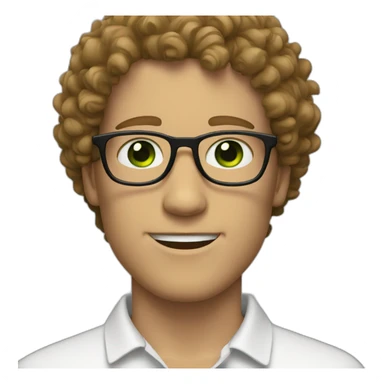 White guy with glasses green eyes and curly hair sticker