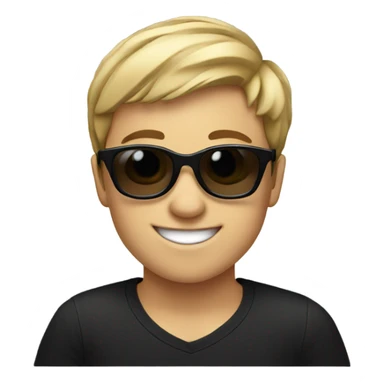 smiling boy in black shirt wearing sunglasses sticker