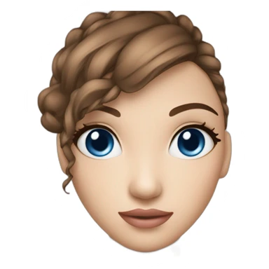 Fille peau claire yeux bleus brune cheveux long sticker