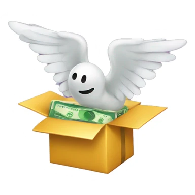 add the wings of the "money with wings" emoji to the "wrapped gift" emoji so it looks like the gift has wings sticker
