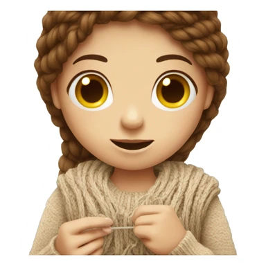 Brown hair girl knitting sticker