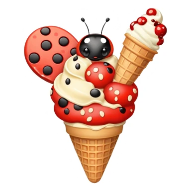 Ladybug eating ice cream sticker