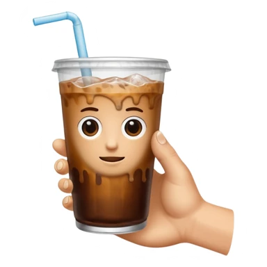 a white hand holding an iced coffee but just the hand and the cup sticker