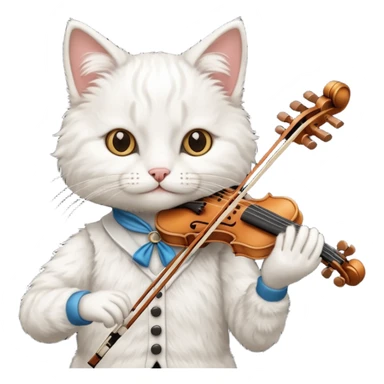white cat play violin sticker