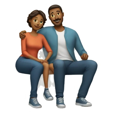 mom and dad and kid on couch sticker