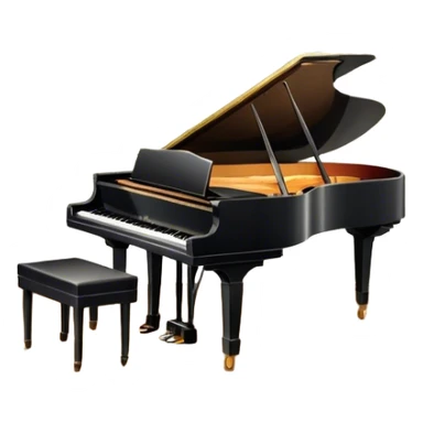 Icon for Musical Theater: a stage with a grand piano, musical notes, a spotlight and theatrical curtains. The icon should represent the fusion of music and theater, with emphasis on performance and orchestration. Transparent background. sticker