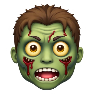 Faça um emoji de zumbi, estilo IOS, um zumbi com cabelo loiro escuro bagunçado e olhos escuros sticker
