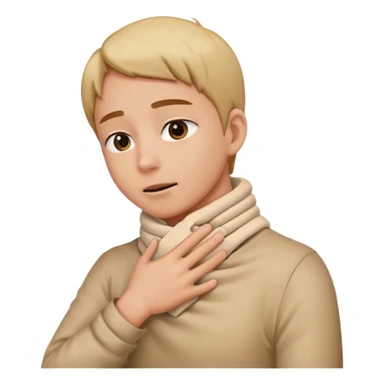 Person grabbing thier neck with their hands crossing them wrapping them around thier neck  sticker