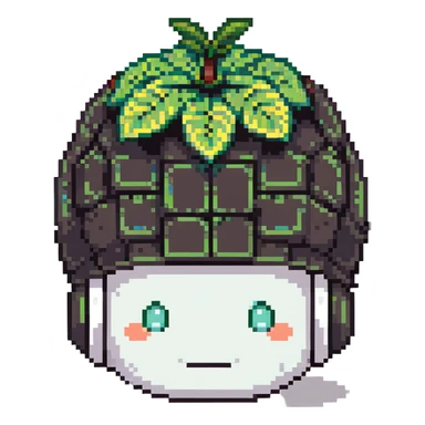 Green bomberman head only, round helmet with leaf-like antenna, cute white face, friendly eyes, pixel art style sticker
