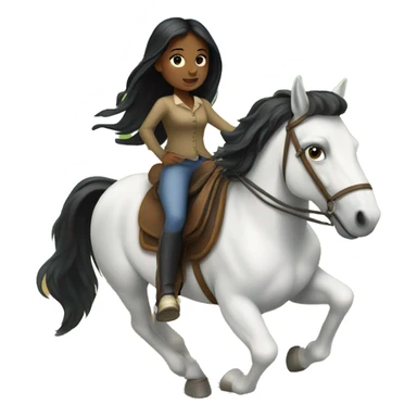 Black haired girl riding horse sticker