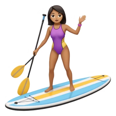 Dark haired women on Standing paddle board sticker