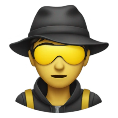 person that looks like a robber with yellow skin sticker