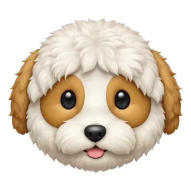 Can you make me an emoji of a very white mini goldendoodle that looks at more poodle with black eyes and a round face? sticker