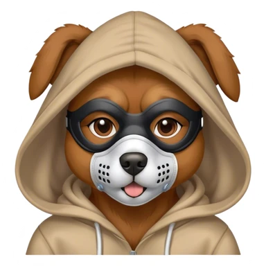 Dog wearing hoodie and mask  sticker