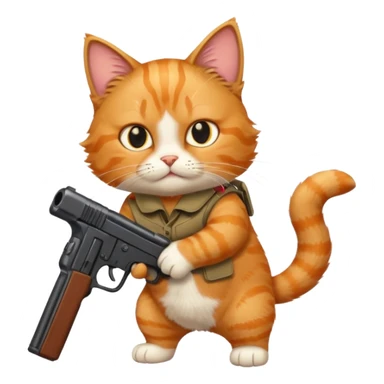 Cat with a gun sticker