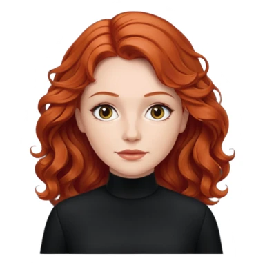 Julia Grant from Summer of Fear with medium red wavy hair, black outfit sticker