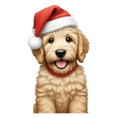 golden doodle puppy wearing a santa hat  sticker