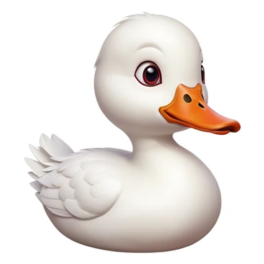 Cinematic Comical White Duck Portrait Emoji, Head tilted dramatically with an exaggeratedly amused expression, featuring a striking, glossy white plumage with a quirky red bill, wide, expressive eyes filled with playful disbelief, Simplified yet hilariously expressive features, highly detailed, glowing with a slightly sassy glow, high shine, dramatic yet playful, stylized with an air of cheeky mischief, bright and endearing, soft glowing outline, capturing the essence of a spirited and over-the-top duck, so meme-worthy it feels like it could quack its way into internet fame instantly! sticker