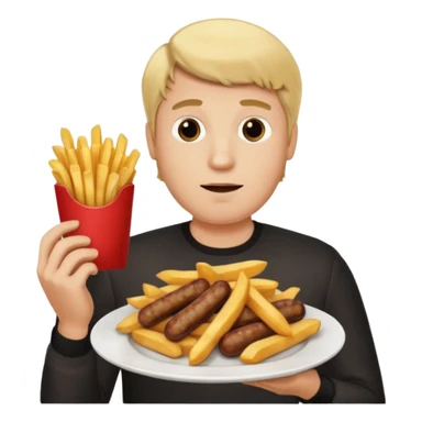 Hombre Rubio con una salchipapas pero la salchicha está quemada sticker