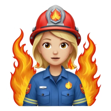blonde female firefighter on fire blue uniform sticker