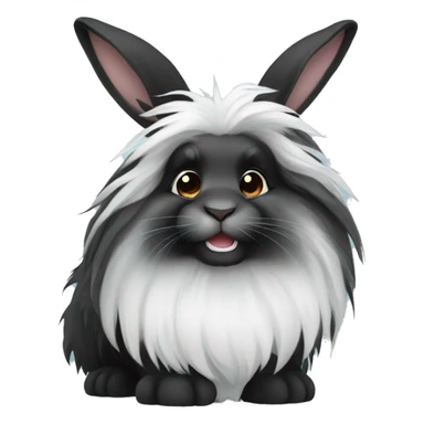 Fluffy black and white lionhead bunny sticker