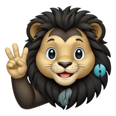 A cute black lion emoji in WhatsApp style, smiling and facing forward, making an OK hand gesture with his right hand and winking one eye. Flat design, soft gradients, rounded shapes, friendly expression, high contrast, clean vector look, centered on a transparent background. sticker