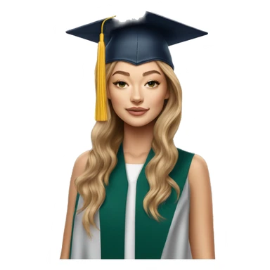 Gigi hadid wearing a graduation cap sticker