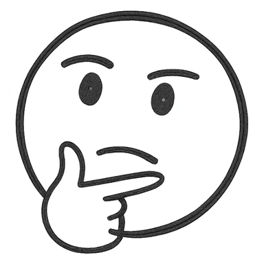 Minimalist thinking emoji, simple and elegant, abstract representation of thinking, monochrome sticker