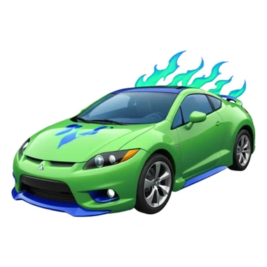 MITSUBISHI ECLIPSE Color green and Flames Color Blue sticker