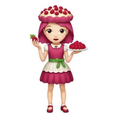 Raspberry torte human full body and legs girl with a raspberry barrette on her head sticker