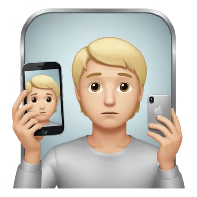 mirror selfie with smartphone sad men blond hairs, dick figure sticker