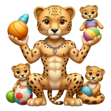 cheetah with a body and toys sticker