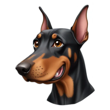 Doberman smiling big floppy ears sticker
