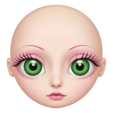 pink green eyeballs lashes no hair no lips sticker