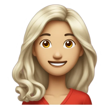 Beautiful Asian woman with long hair and red dress and who laugh out loud sticker