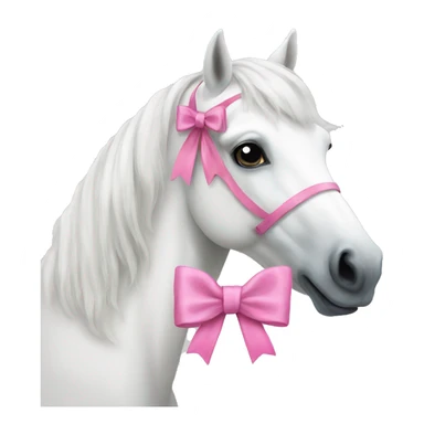 White horse with a pink bow  sticker