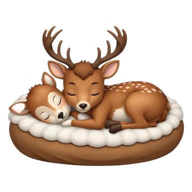 Cute deer sleeping in bed sticker