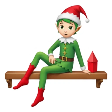elf on the shelf sitting legs dangling over shelf sticker
