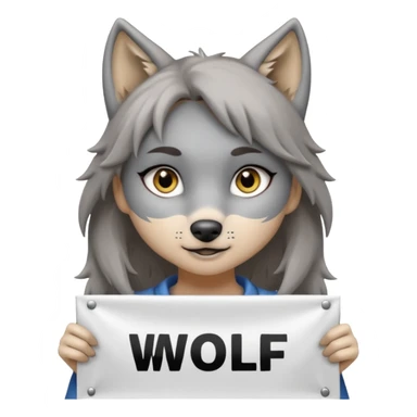 Wolf girl holding a banner that say #Wolf99 sticker