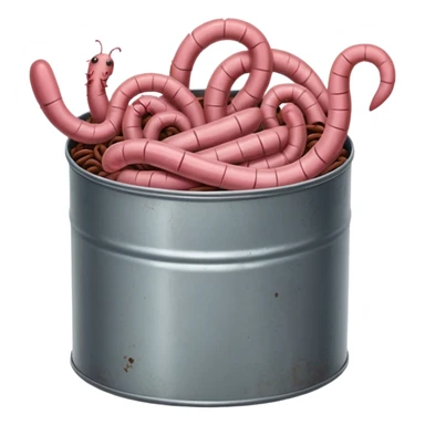 earthworms curled up inside a can of worms sticker