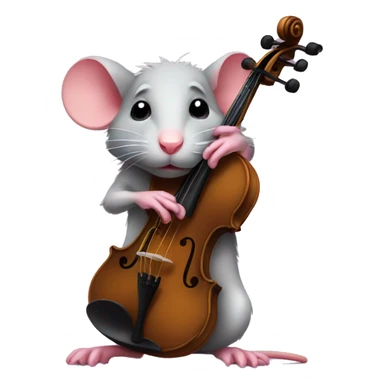 a sad rat with a pink bow on his head, playing violin sticker