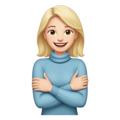 arms crossed holding neck laughing lady sticker