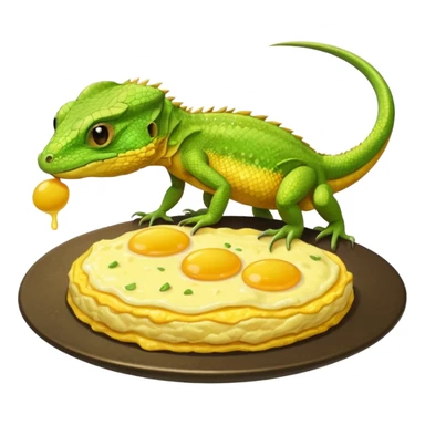 lizard eating omelette sticker