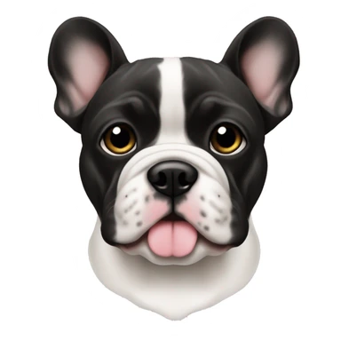french buldog black face  and eyelashes white sticker